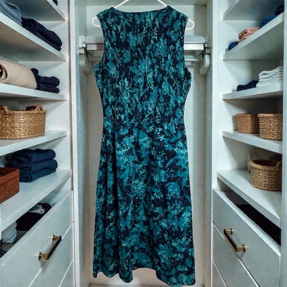 Coldwater Creek Teal Maxi Dress + Navy Shrug Set | Medium | Smocked Guaze - Picture 4 of 16